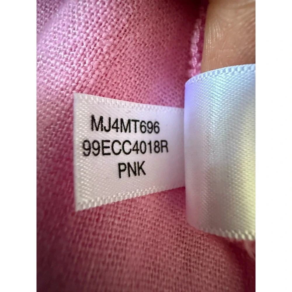 Marc New York Pink Womens S V-Neck Linen Blend Flutter Sleeve Preppy Chic Blouse